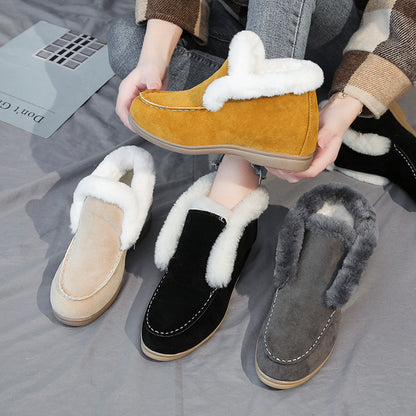 Ankle Snow Boots Warm Fur Suede Casual Flat Shoes Winter