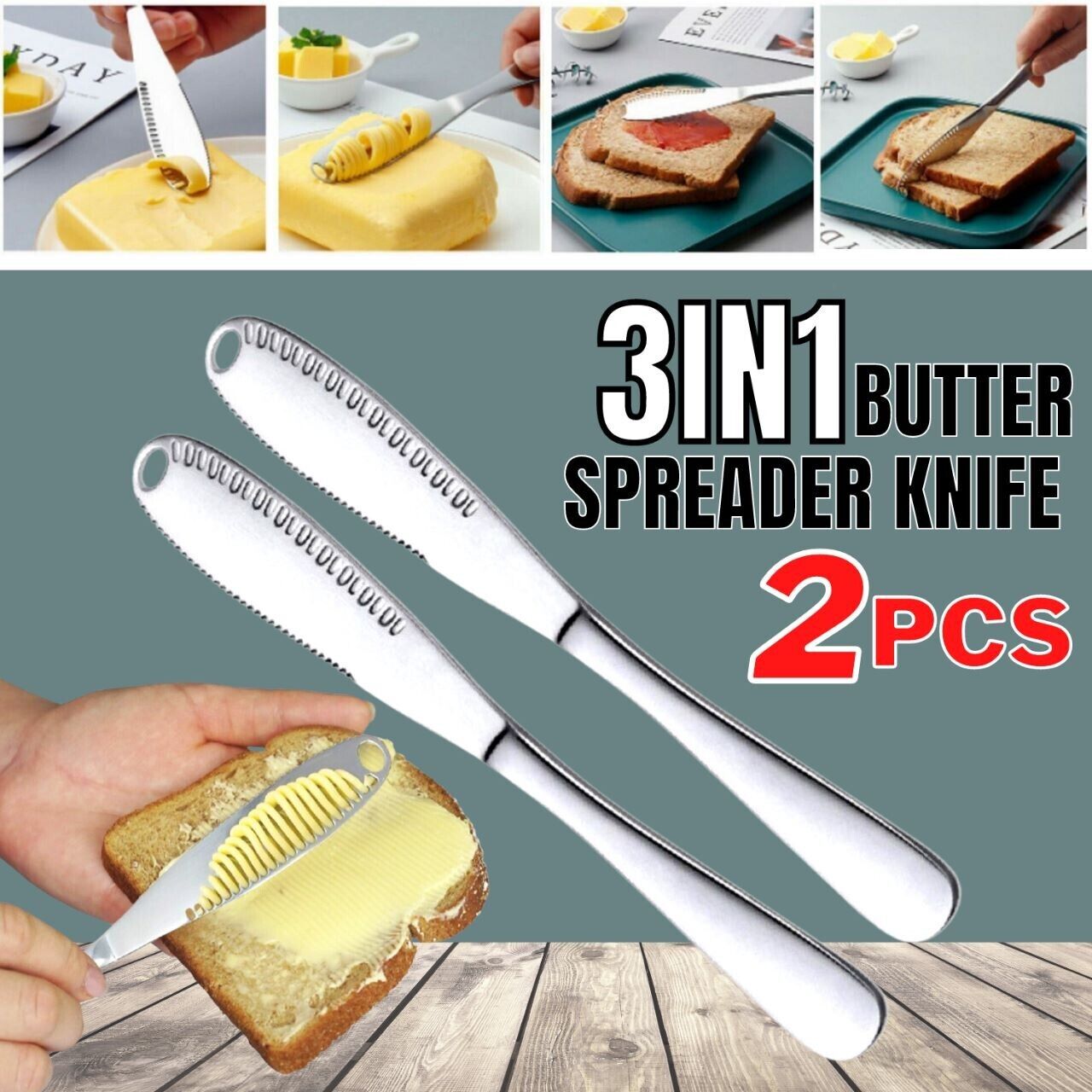 2 Pack Stainless Steel Butter Spreader Knife Butter Curler Spreader Butter Knife