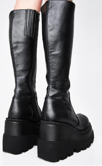 Thick-soled lace-up knight booties
