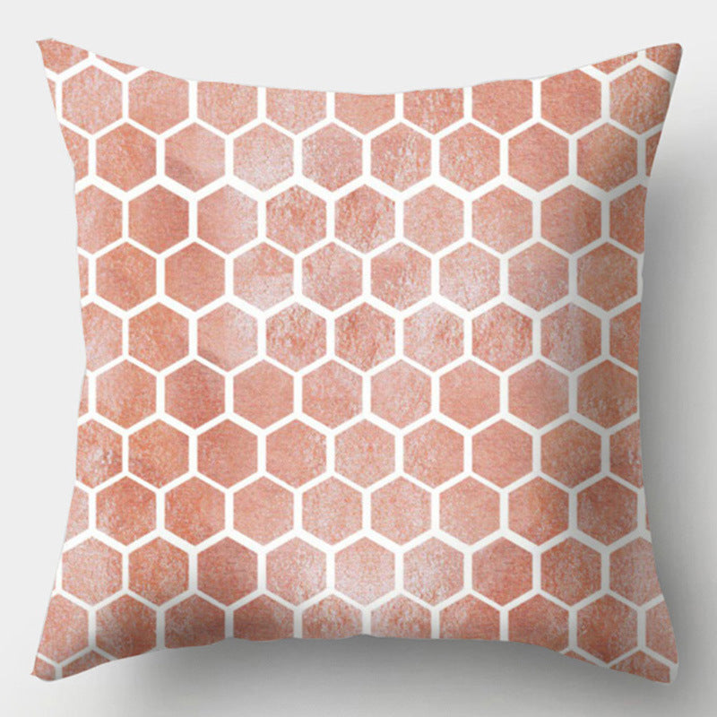 Modern Simple Pillow Home Cushion Geometric Amazon Hot Sale Peach Skin Fabric