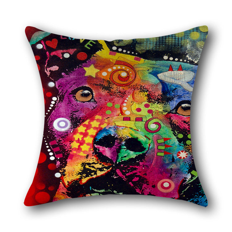 Printed cotton and linen pillowcase