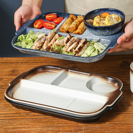 Ceramic Plate Division Grid Plate Multi Grid Household