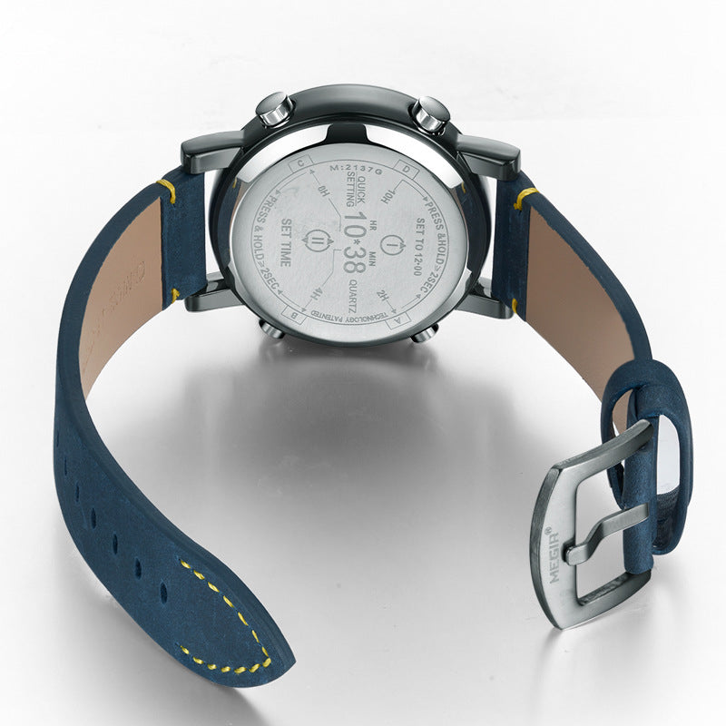 Fashion characteristic sports business leather quartz watch