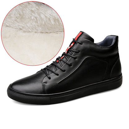 Winter new men's shoes leather high-top snow boots outdoor leisure plus velvet men's shoes