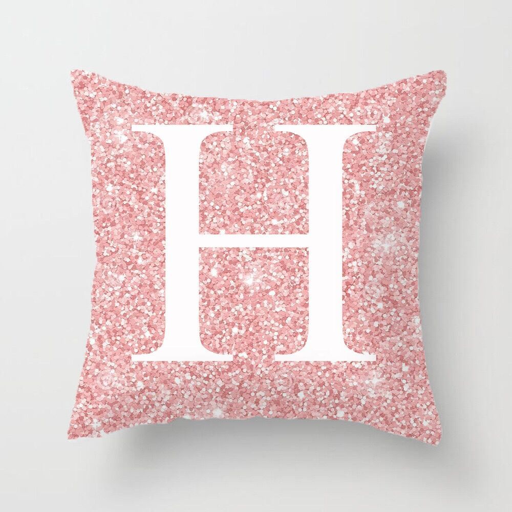 Metal Letters Peach Skin Fabric Pillow Cover Cushion Cover