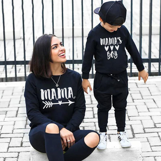 Parent child Mama boy alphabet print Pullover