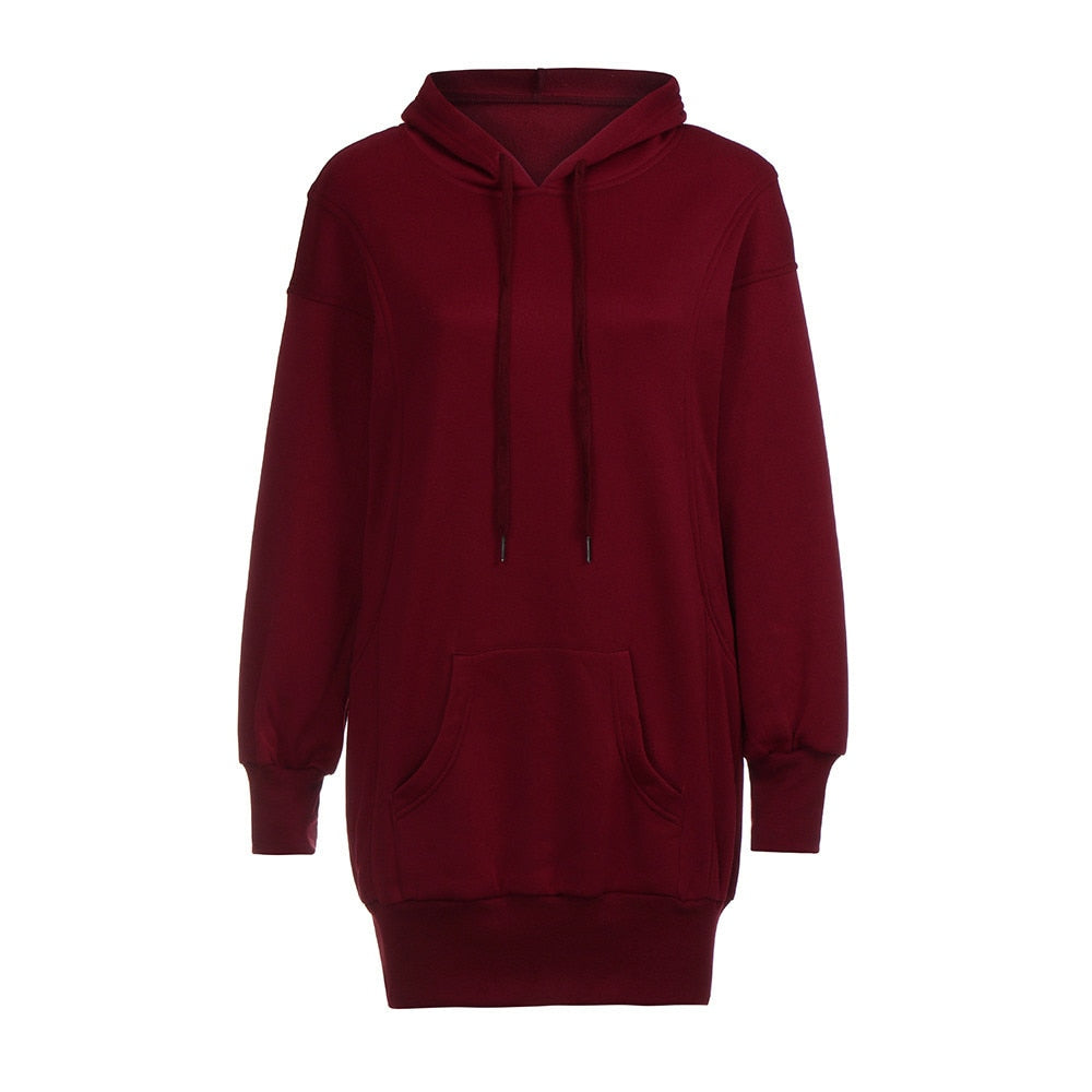 Feitong Winter Women Sweatshirt Hoodies Pullover Solid Girls Causal Long Sleeve Oversized Hoody Sweatshirt sudaderas mujer