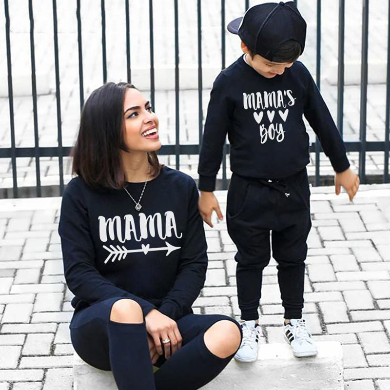 Parent child Mama boy alphabet print Pullover