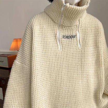 High Collar Sweater Men's Loose Premium Long Sleeve Knitted Coat