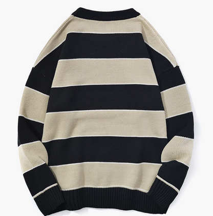 Casual Pullover Striped Sweater Men's And Women's Neutral Sweater