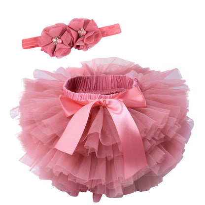 Net yarn half-length skirt children's skirt