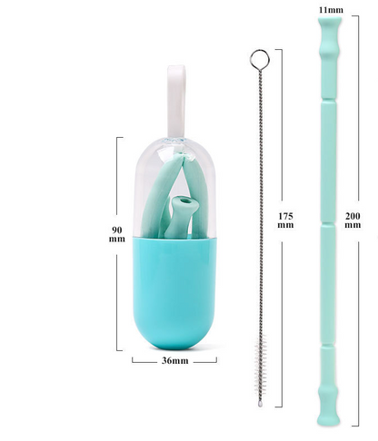 Folded silicone straw