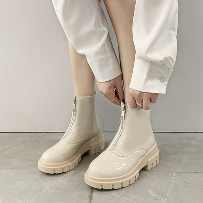 Platform front zipper Martin boots