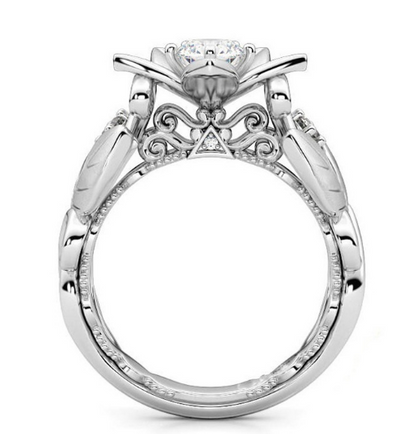 New hot rose flower engagement ring female models zircon ring creative branches ring jewelry