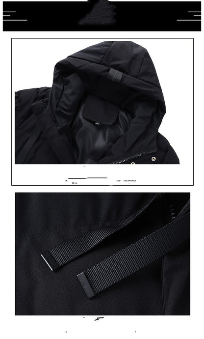 Winter Men's Cotton Padded Clothes Casual Thickened Medium Length Version