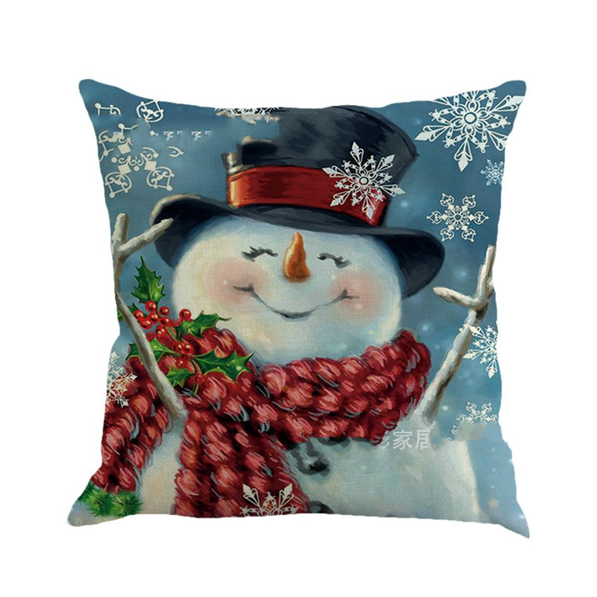 Christmas Snowman Series Asia Cotton And Linen Cushion Case Car Back Cushion Covers
