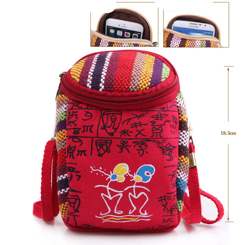Canvas put mobile phone coin purse