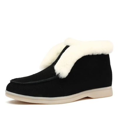 Round toe solid color flat-heeled sleeve cotton shoes