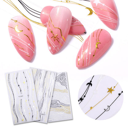 Nail Art 3d Hot Stamping Line Sticker Stripe Wave Adhesive Sticker