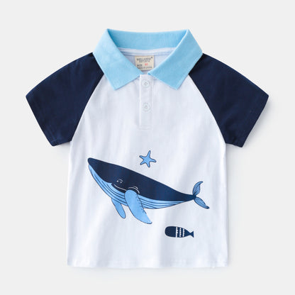 Children's Lapel Casual Slim Short Sleeve T-shirt