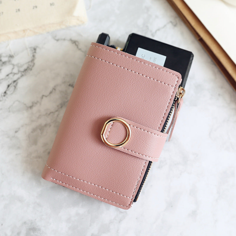 Simple small wallet with zipper buckle ring