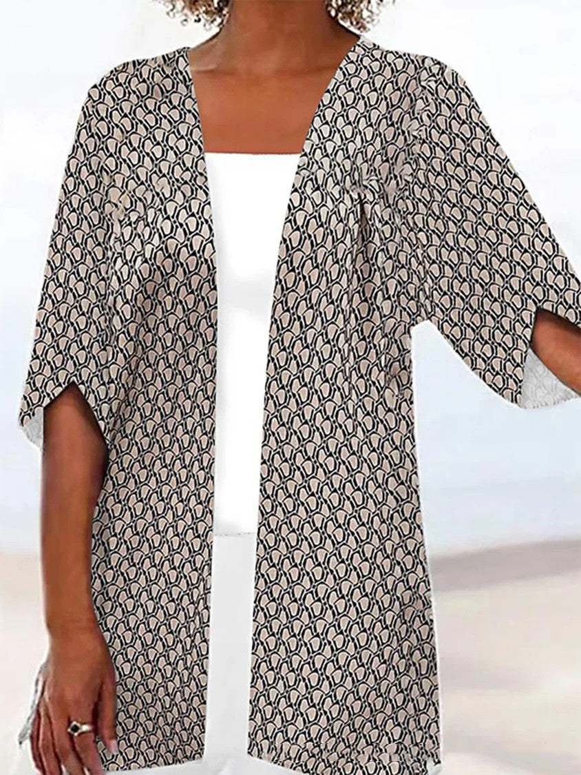 Printed Loose Top Fashion Coat