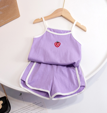 Girls' Home Service Suit Summer Suspender Pajamas Thin Style Western-style Vest Breathing Cotton Air-conditioning Suit