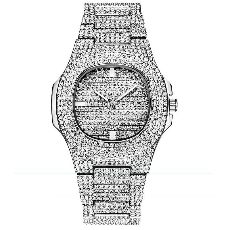 full diamond calendar quartz watch