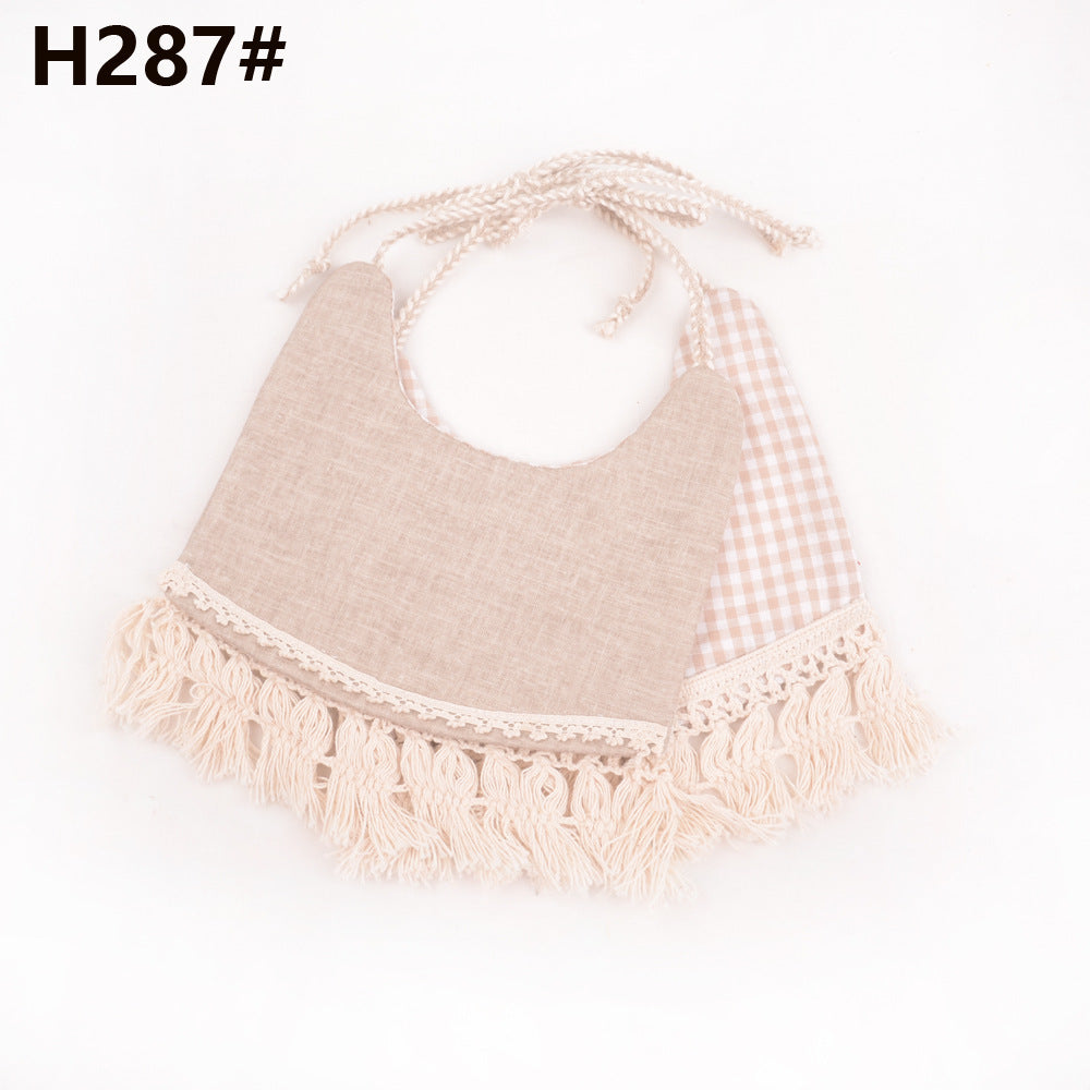 Cotton and linen two-layer saliva towel bib bib