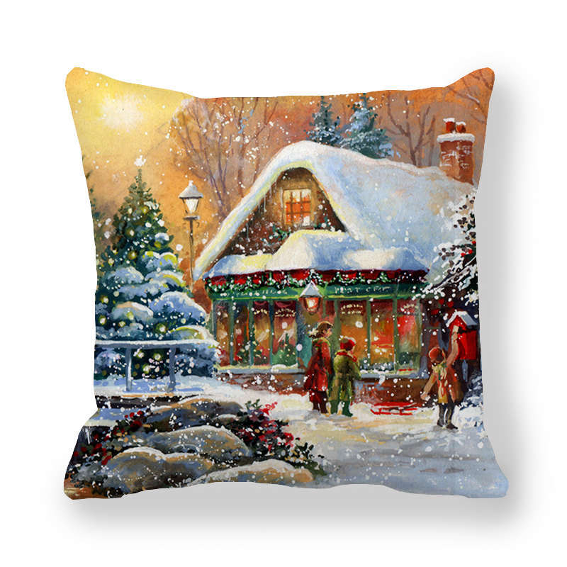 Christmas Style Encryption Peach Skin Fabric Pillow Cover