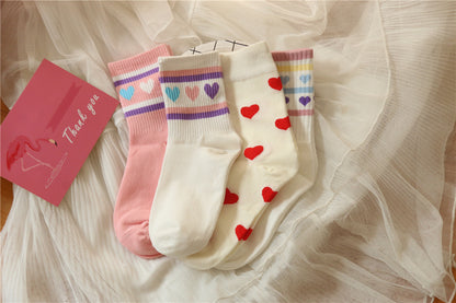 Lovely jacquard cotton socks heart tube socks breathable