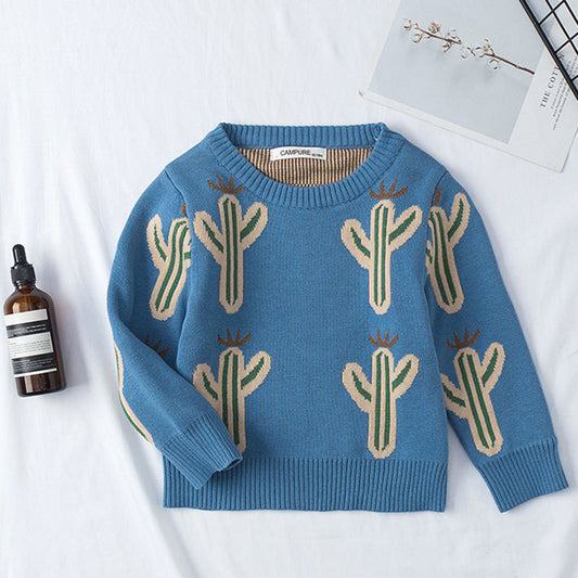 Knitted crew neck boy sweater