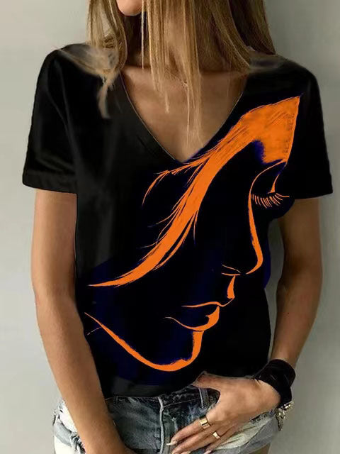 Women's Printed Pullover Short-sleeved Top
