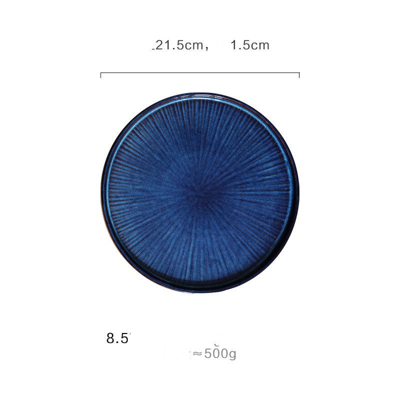 European Style Flat Plate Creative Ceramic Relief Personalized Kiln Glazed Western Tableware