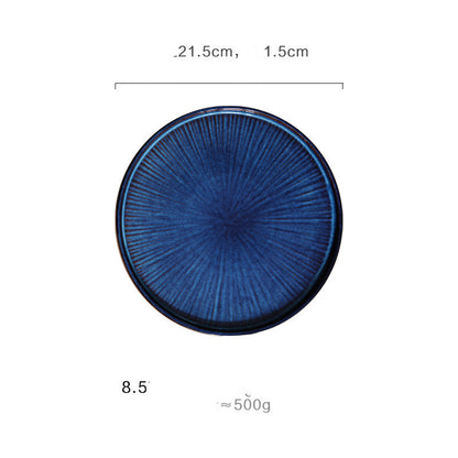 European Style Flat Plate Creative Ceramic Relief Personalized Kiln Glazed Western Tableware