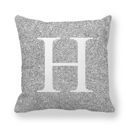 Fashion Gray Shading 26 English Letters Encrypted Peach Skin Fabric Pillow Cover