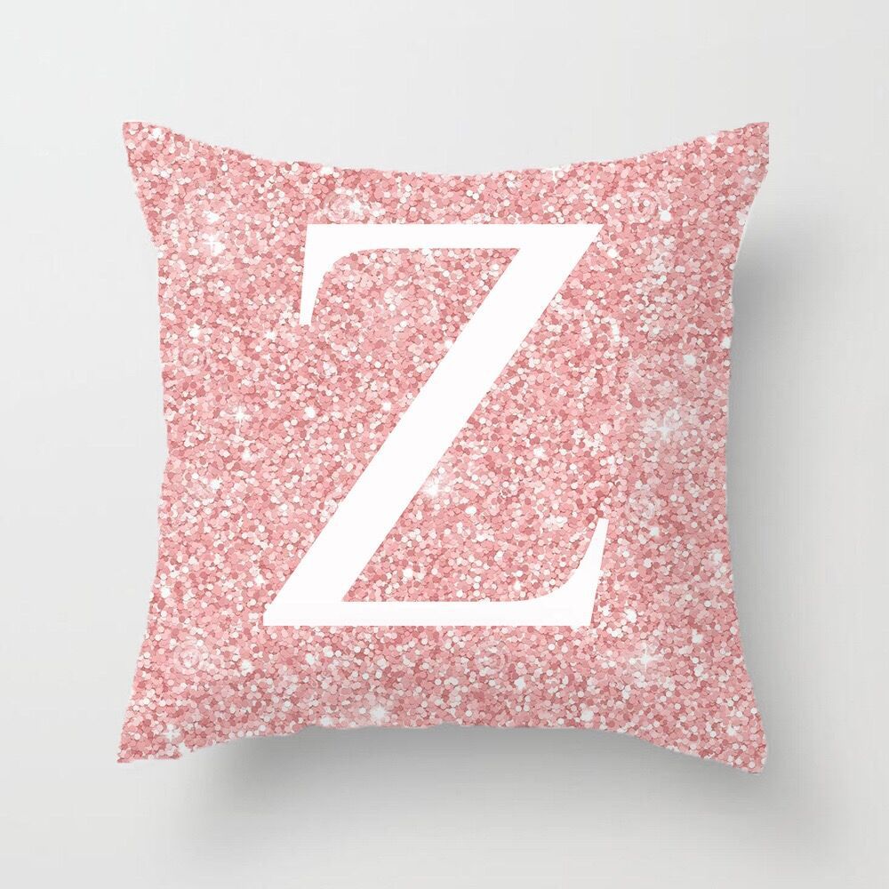 Metal Letters Peach Skin Fabric Pillow Cover Cushion Cover