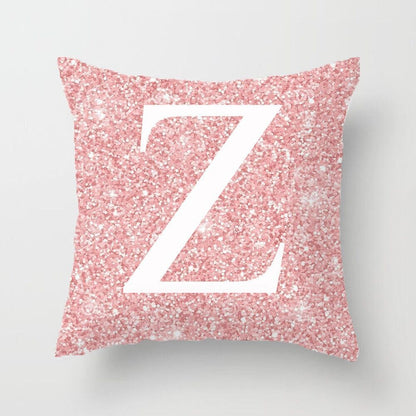Metal Letters Peach Skin Fabric Pillow Cover Cushion Cover