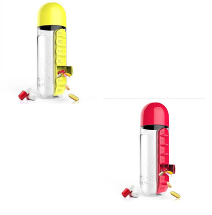 Direct Selling Two-In-One Water Cup Pill Box 7-Day Pill Box 7 Grids Outdoor Easy To Carry Water Bottle One Week With Pill Box Cup