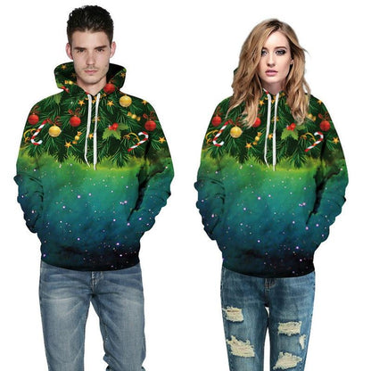 Men Women 3d Sweatshirts Green Christmas Tree Cosplay Hoodies