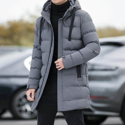 Winter Men's Cotton Padded Clothes Casual Thickened Medium Length Version