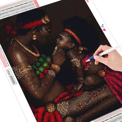 DIY Diamond Painting African Woman Embroidered Portrait Home Decoration Craft Kit
