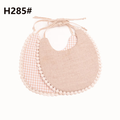 Cotton and linen two-layer saliva towel bib bib