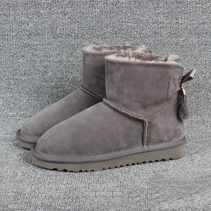 Low Tube Mink Fur Women's Plus Size Couple Boots