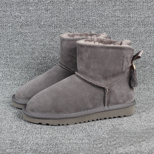 Low Tube Mink Fur Women's Plus Size Couple Boots
