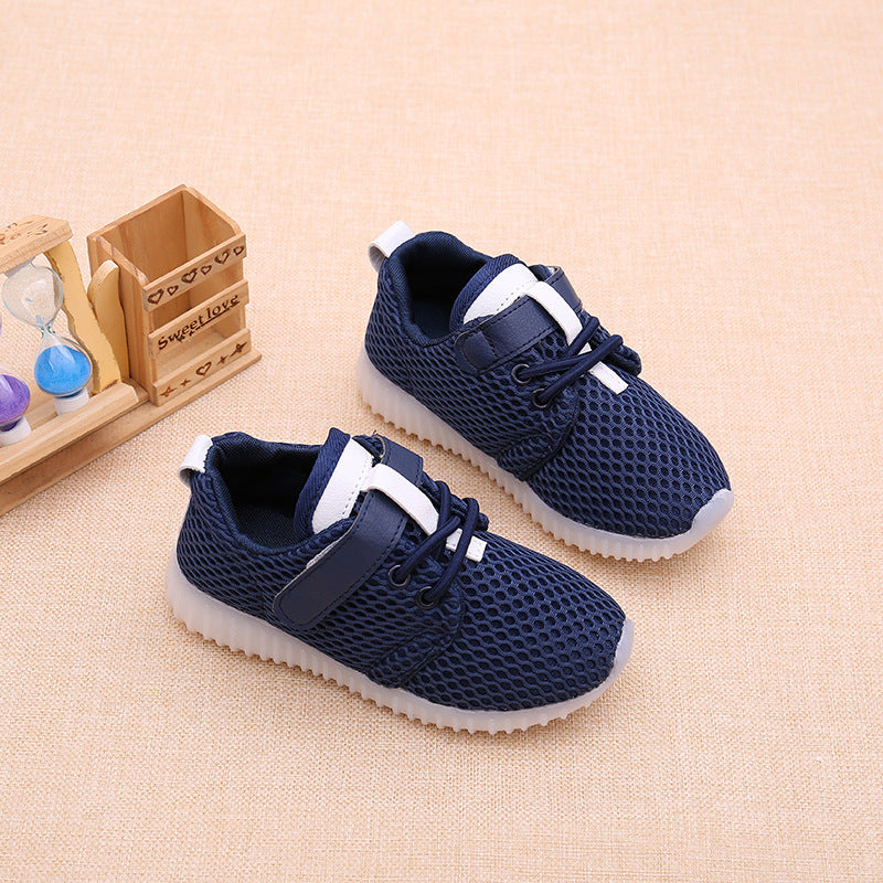 2021 summer children single shoes LED lights boys boys