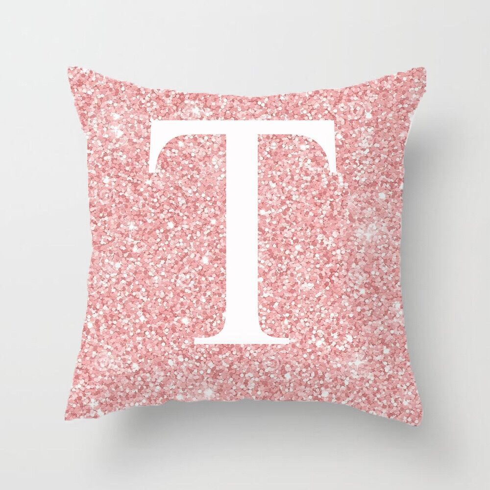 Metal Letters Peach Skin Fabric Pillow Cover Cushion Cover