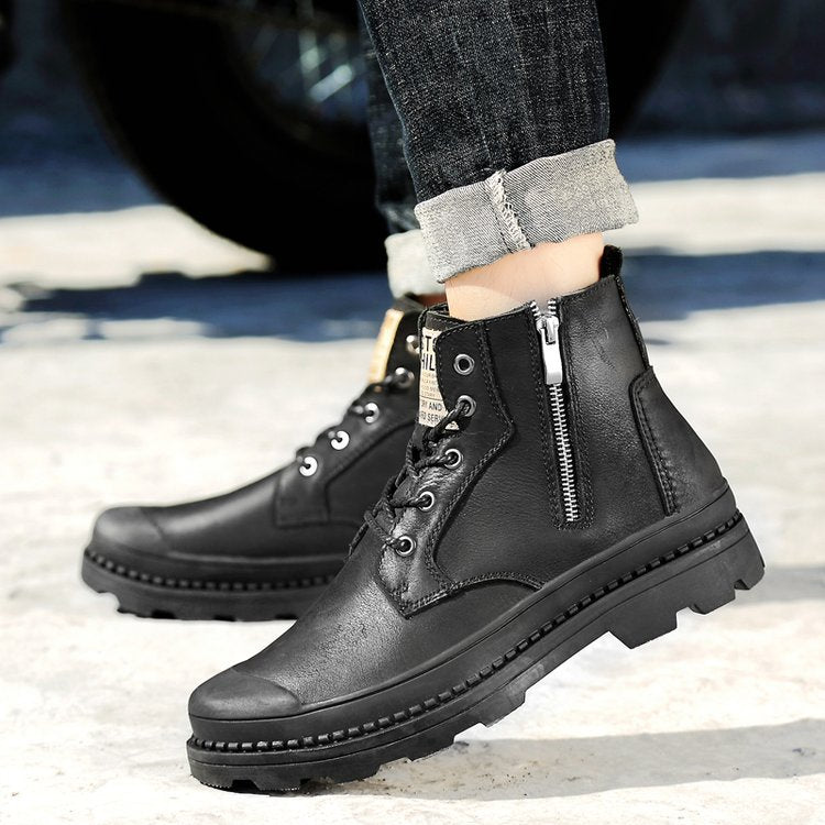 All-Match Comfortable Rubber Sole Side Zipper Large Size Martin Boots