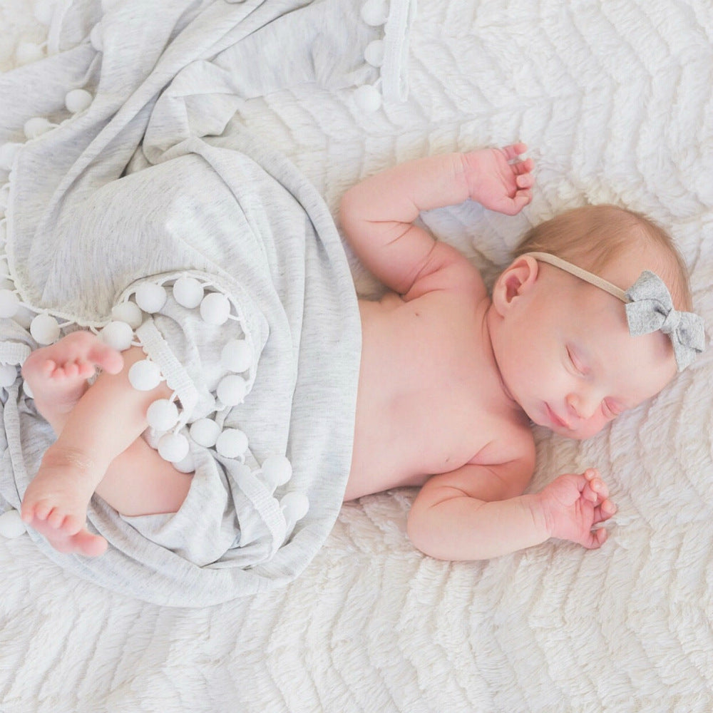 Baby Pure Cotton Padded Ball Edge Blanket Covering