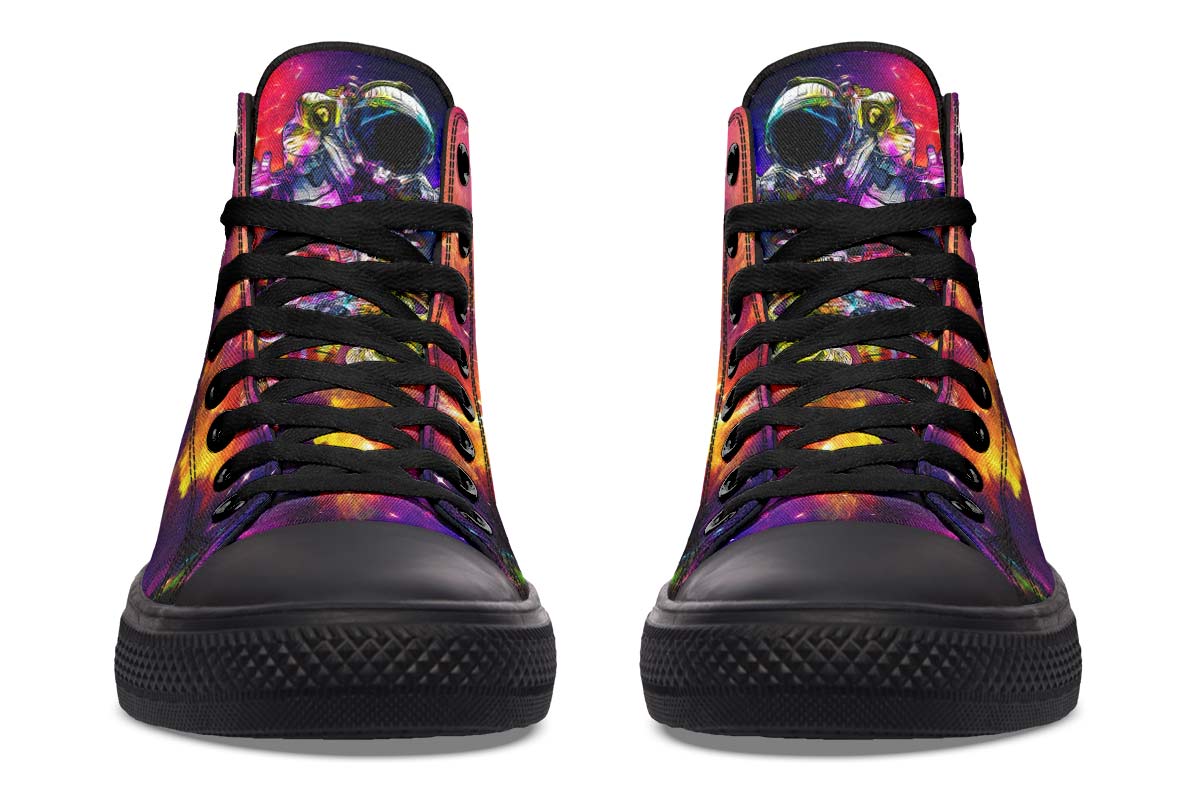 Men's And Women's Fashion Color Printing High-top Canvas Shoes